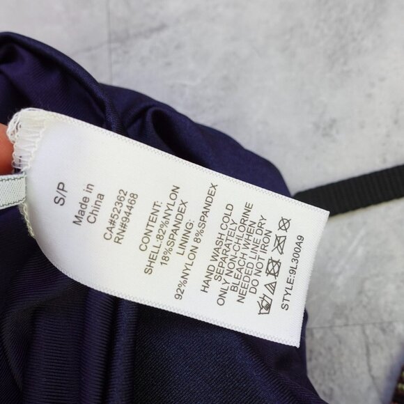 Blue High Waisted Swim Bottom Small Shirred Skimpy High Cut Ruched Beach TAHARI - Picture 8 of 9